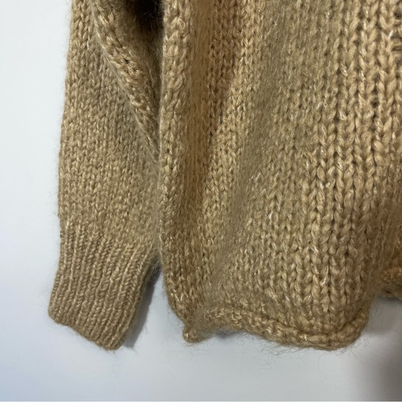 ZARA Chunky Open Knit Cropped Slouchy Boxy Sweater Round Neck Wool Mohair Blend - Picture 10 of 16